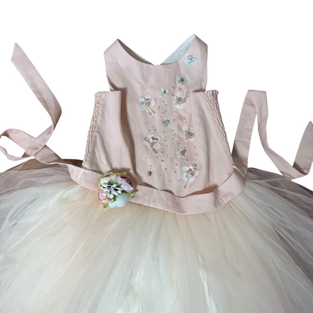 Girls Blush Pink Tulle Flower Girl Dress Party Wedding Birthday | 2T–3T - Picture 2 of 8